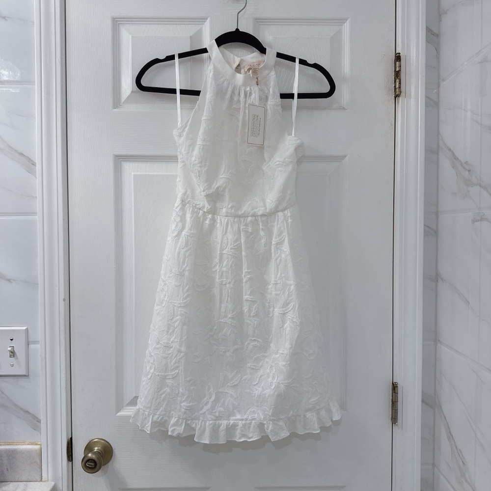 NWT Ted Baker Lorene Embroidered White Halter Dress - Picture 4 of 9